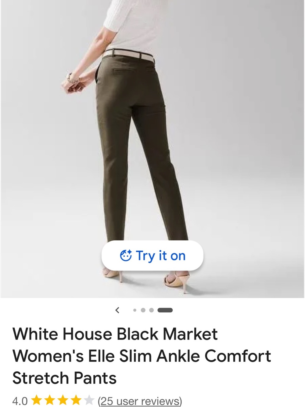 White House Black Market Olive Slim Ankle Pants - Picture 2 of 5